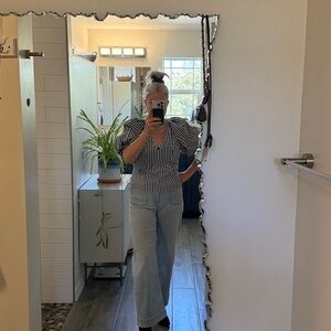 Frame Denim Striped Black and White Blouse